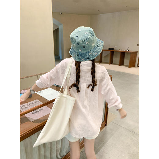 <曾小咸推荐>韩版粉色长袖衬衫条纹背心套装 商品图4