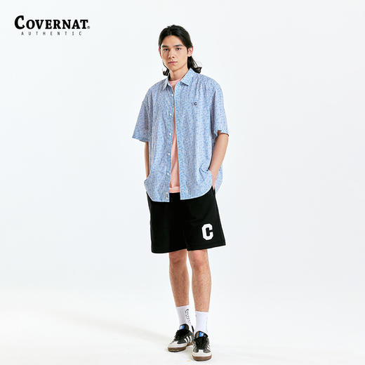 covernat韩国潮牌条纹中款衬衫短袖衬衫2024年春夏新款CO2402SS02 商品图0