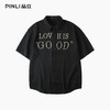 PINLI品立2025夏季新款潮牌轻奢感钉珠短袖衬衫男士宽松休闲衬衣GD252113433 商品缩略图4