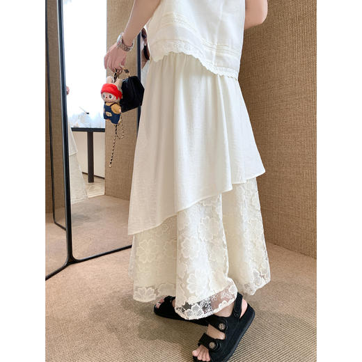 <曾小咸推荐>温柔系蕾丝花边拼接双层半身裙 商品图2