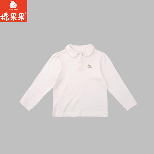 棉果果秋季新品女童远山白翻领套头T恤M322140225429 商品图0