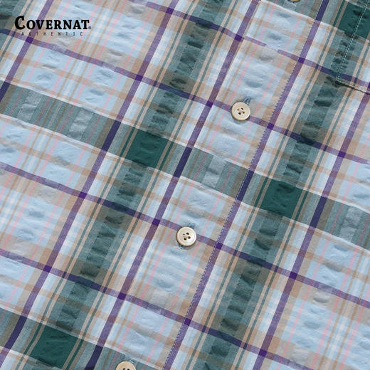 covernat韩国潮牌多种颜色纯棉时尚透气格子衬衫2024春夏新品CO2401SH07 商品图4