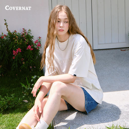 covernat韩国潮牌短袖T恤休闲字母印花情侣同款男女街头穿搭CO2302ST06 商品图0