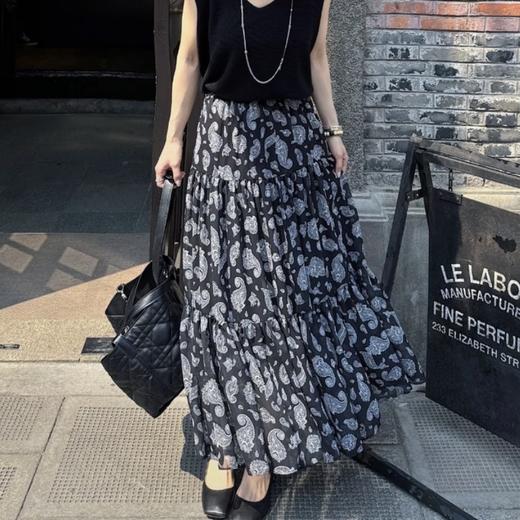 【樱西玛ENXIMANE 腰果花度假风雪纺裙】法式印花半裙 四层拼接 显瘦窄胯 商品图2