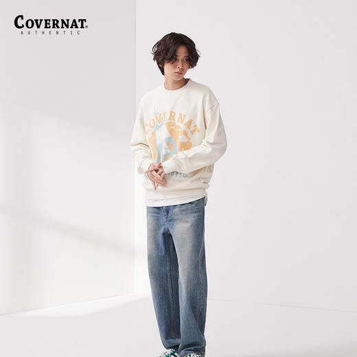 Covernat2024春情侣款圆领套头卫衣卡通印花减龄上衣CO2401CR09 商品图2