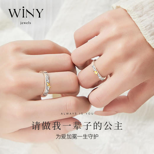 Winys925银公主王子对戒情侣款浪漫表白节日礼物 商品图4