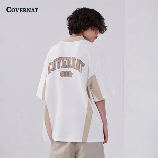 covernat韩国潮牌拱形状翻领短袖时尚宽松舒适男女同款T恤夏CO2402ST22 商品图3
