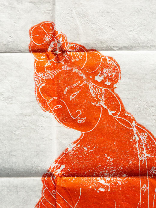 唐代持扇仕女造像石刻原拓 商品图2