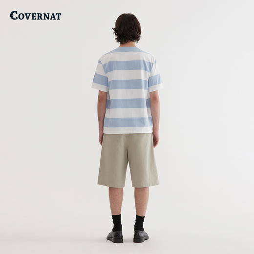 COVERNAT韩国潮牌条纹宽松简约C标短袖T恤潮流百搭2025夏季新 商品图1