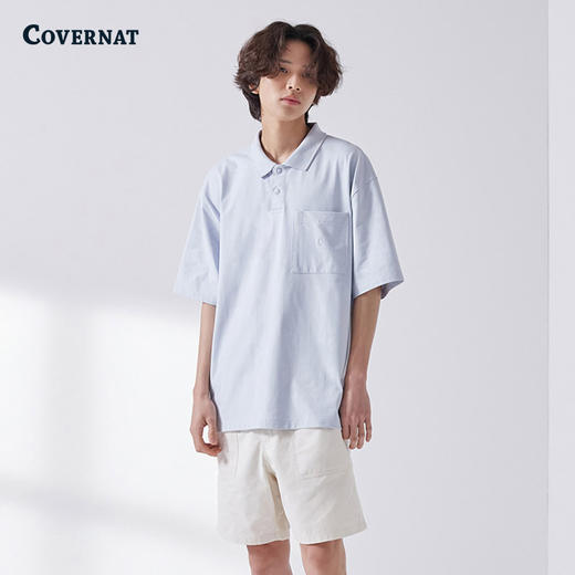 covernat韩国潮牌男式短袖polo衫透气针织潮流T恤2025年春CO2402ST08 商品图2