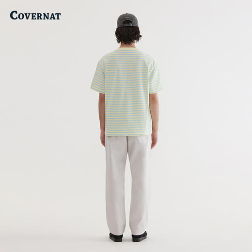 COVERNAT韩国潮牌条纹休闲短袖绿青春活力男女同款2025夏季新CO2502ST35 商品图3