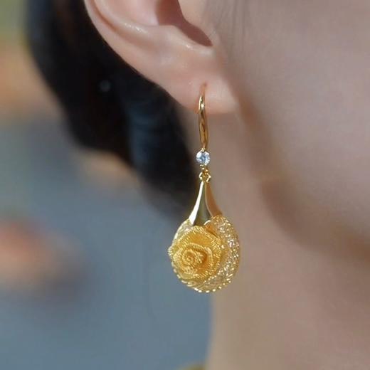 丁摩 法式时尚百搭气质玫瑰花耳环女轻奢高级耳坠耳饰5ZF-6231 商品图3