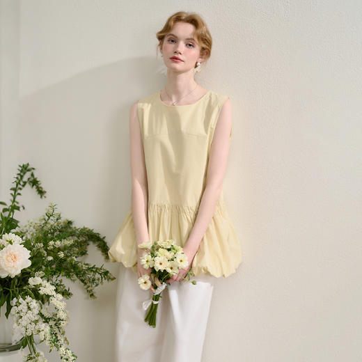 【韩系甜美】设计感简约花苞摆衬衫女夏季背心配发圈H0050869/H0051069 商品图4