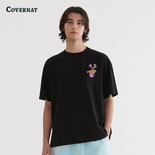 COVERNAT韩国潮牌个性印花短袖T恤男女同款时尚单品2025夏季新CO2502ST42 商品图1