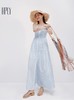 【大都会】HPLY荷比俪2025夏新款女浅蓝条纹提花清新吊带连衣裙 商品缩略图0
