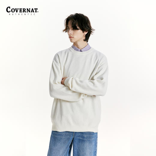 Covernat韩国潮牌24秋冬款圆领套头针织衫毛衣时尚百搭男女情侣款CO2303KT20 商品图1