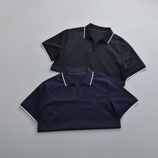 LP男士翻领短袖Polo衫。 蓝色 黑色 商品图1