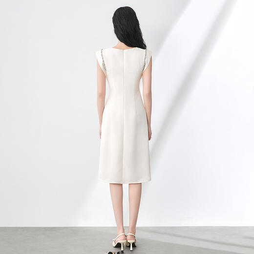 「高货wl」全新升级【铂金会员330/天猫439/差价109】(10028)洛诗琳轻熟风知性镶钻连衣裙2025夏季修身轻礼服收腰裙子 商品图2