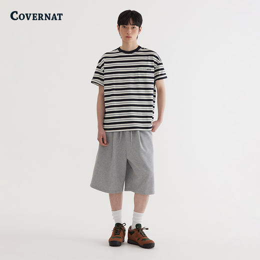Covernat韩国潮牌短袖条纹撞色男女情侣款休闲T恤宽松2025夏季新CO2502ST08 商品图1