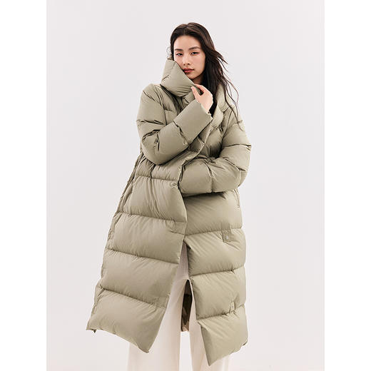 棉仓346615023-初棉按扣中长款连帽羽绒服 商品图3