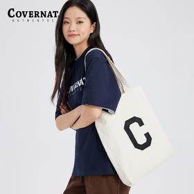 covernat韩国潮牌简约字母手提包经典款基础帆布包刺绣单肩包CO2200EC01