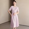 IWY/粉色气质优雅圆领小香风西装短外套伞裙时尚套装夏季WC163+WS165 商品缩略图2