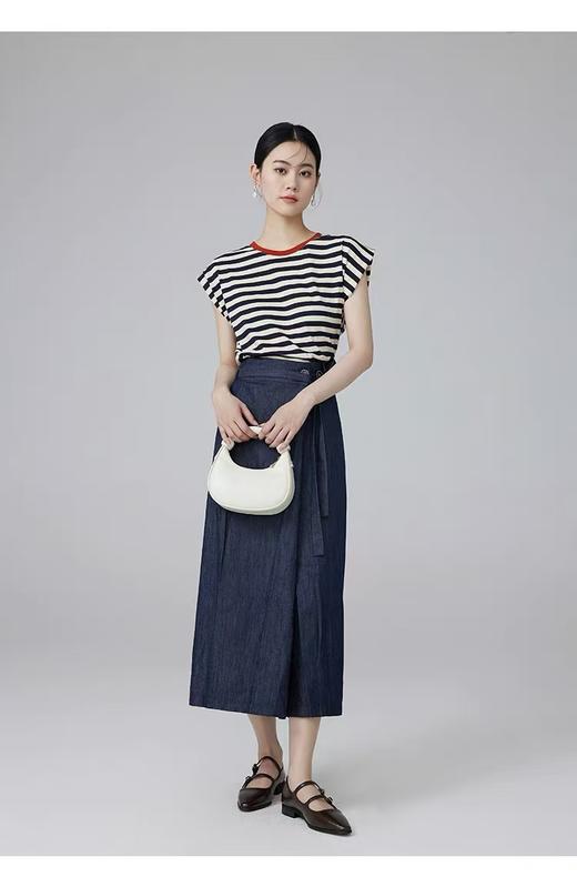 清仓价2025~55332条纹撞色领无袖薄款短袖T恤-喜出 商品图1