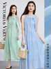 VICTORIA&VERA夏季“珀月浮光”法式度假风温柔气质挂脖绑带亮片蛋糕连衣裙 商品缩略图6