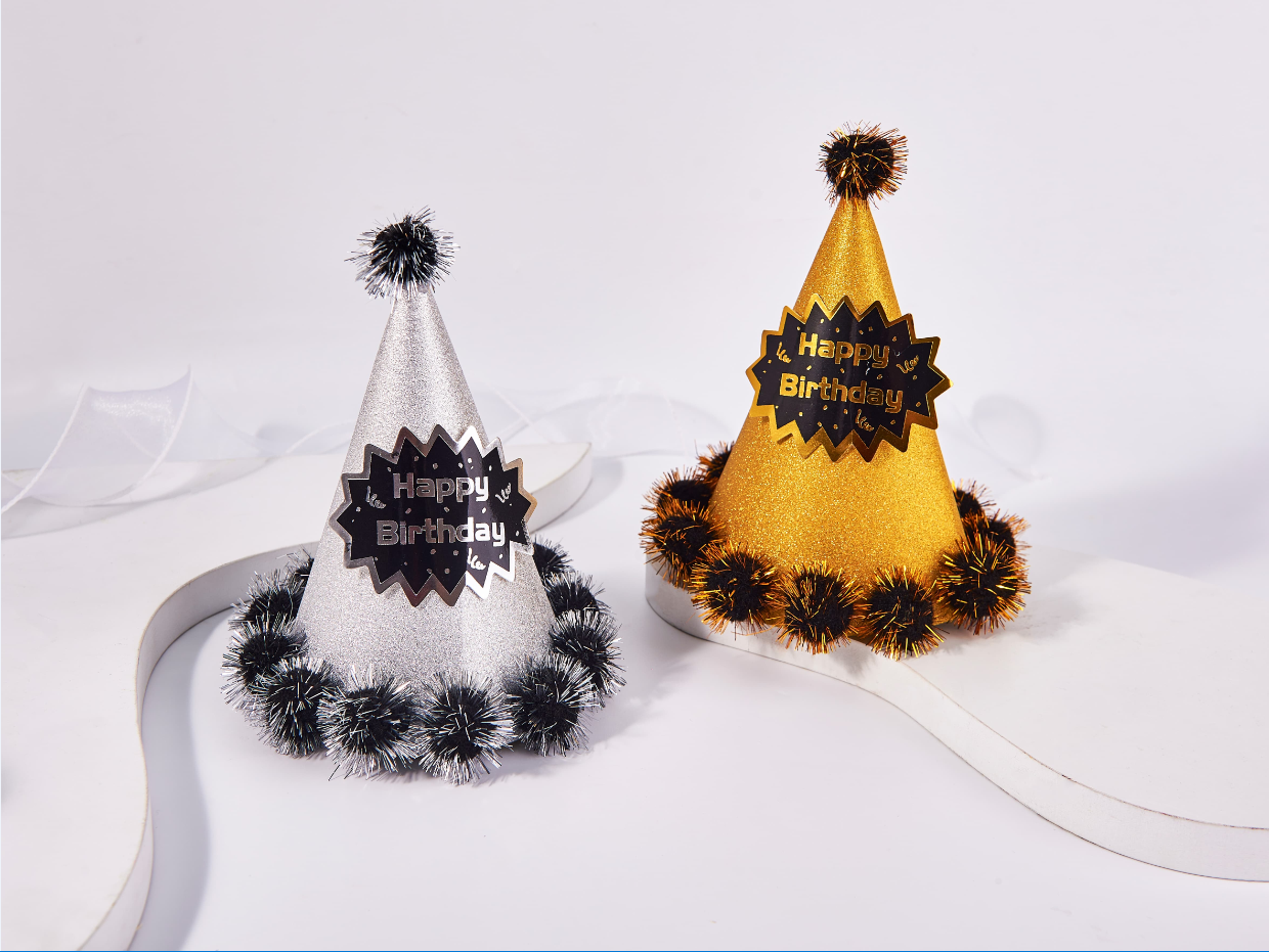 毛绒尖顶生日帽（2选1）（单点不配送）