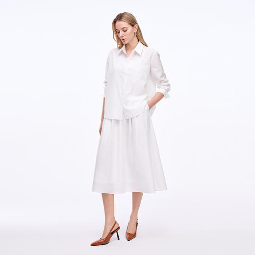 EITIE爱特爱简约收腰显瘦百搭通勤气质经典白衬衫秋季新款8309001 商品图3
