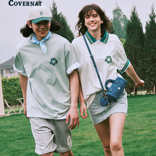 covernat韩国潮牌韩国潮牌男女同款情侣装T恤宽松休闲短袖上衣夏CO2302ST04 商品图2