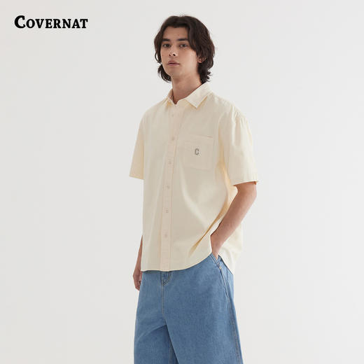 COVERNAT韩国潮流宽松短袖衬衫个性C标设计时尚百搭2025夏季新CO2502SS31 商品图3