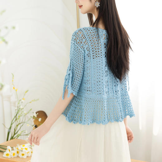 苏苏姐家蓝韵织梦上衣手工diy钩针编织棉麻毛线团材料包 商品图3