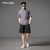 PINLI品立2025夏季新款贴布绣立领短袖T恤潮流宽松男士休闲上衣服BG252111097 商品缩略图1