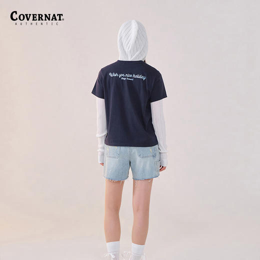 covernat韩国潮牌圆领T恤女士甜酷潮流时尚短袖2024春夏新品CO2402ST73 商品图1