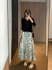 柔美清新2.5米用料天丝亚麻清新清爽印花松紧高腰半身裙 商品缩略图12