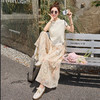 新中式国风套装，复古印花改良旗袍修身上衣裤裙两件套HR-GJC2571 商品缩略图0
