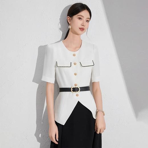 IWY/黑白撞色时尚套装夏季薄款两件套职业商务女装套装裙主持人上镜装24CS001 商品图2