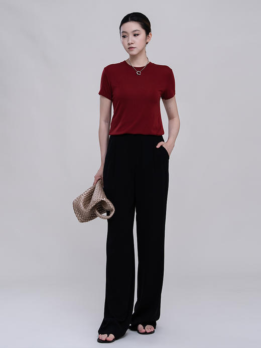 【品牌订单款】经典百搭梨型必备高腰宽松休闲醋酸阔腿西裤 DG482424B、DG482425B 商品图2