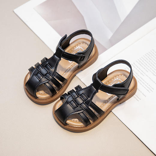 【新款女童罗马凉鞋，时尚包头设计】女童鞋子儿童罗马公主凉鞋 2025夏季时尚新款 小女孩中大童包头凉鞋-QQ 商品图3