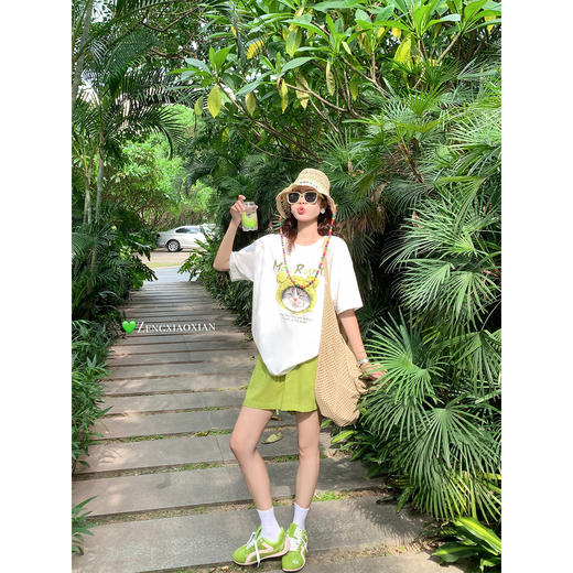 <曾小咸推荐>现货秒杀！微信超特价！白色短袖 日常119.99 立减50 秒杀69.99！果绿短裤 日常119.99 立减60 秒杀59.99！ 商品图4