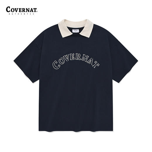 covernat韩国潮牌宽松舒适短袖潮流时尚翻领制服T恤2024夏新CO2402ST13 商品图0