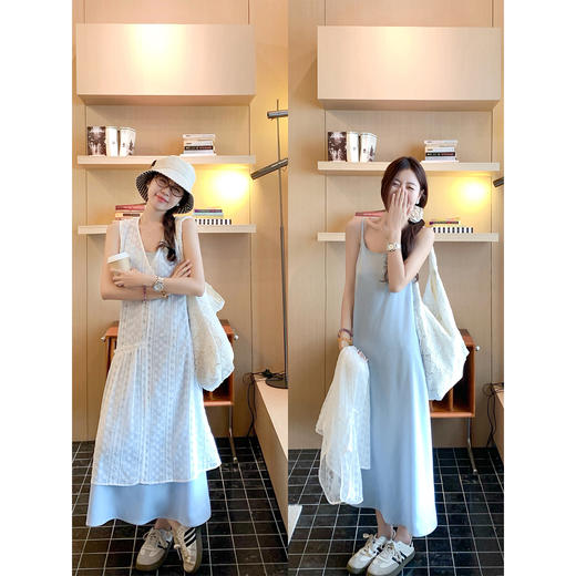 <曾小咸推荐>现货秒杀！卖完不补 ！微信打折价！韩系小清新真两件套连衣裙 日常219.99 立减80 秒杀139.99！ 商品图3