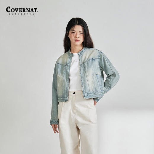 covernat2024春新款女休闲运动单宁短款立领牛仔外套CO2401JK73 商品图2