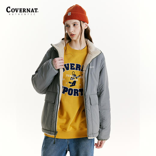 Covernat摇粒绒拉链棉夹克男女2024秋冬新品双面穿毛绒棉外套CO2203JK02 商品图2