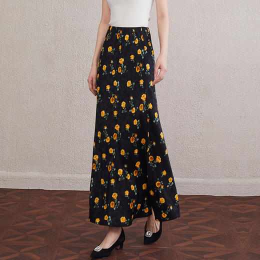 「自」全新升级【铂金会员220/天猫299/差价79】(25547)洛诗琳法式复古碎花半身裙2025夏季高腰显瘦中长款A字裙女25547 商品图0