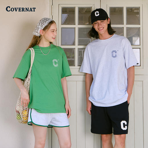 【国庆狂欢】covernat韩国潮牌短袖T恤情侣同款男女圆领套头上衣时尚棉质CO2302ST13 商品图1