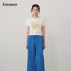 Covernat夏季新品女士大三叶草心形T恤刺绣纯色短袖T恤女款CO2302ST86