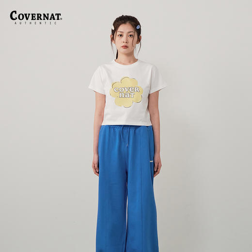 Covernat夏季新品女士大三叶草心形T恤刺绣纯色短袖T恤女款CO2302ST86 商品图0
