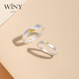 Winy 999足银心心相印对戒情侣款配证书浪漫表白节日礼物